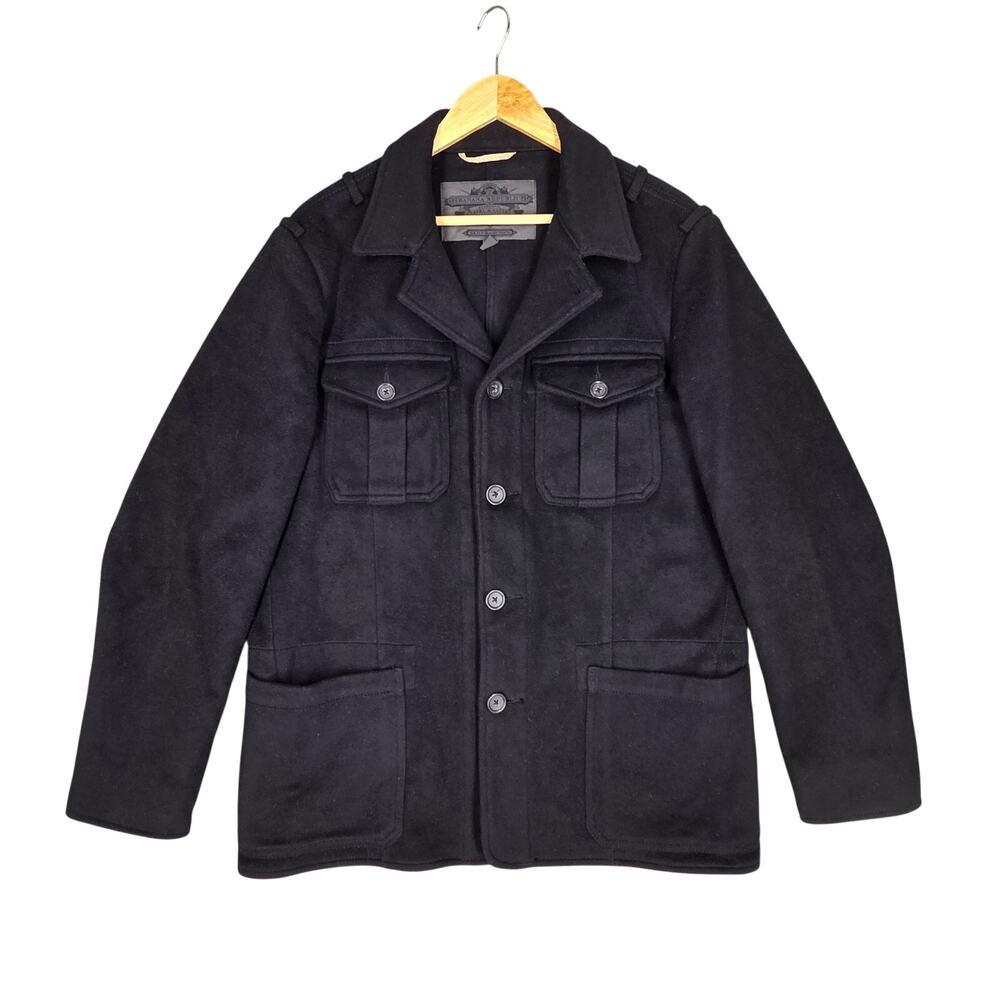 BANANA REPUBLIC TRAVEL & SAFARI 100% WOOL FIELD JACKET – BLACK – SIZE MEDIUM